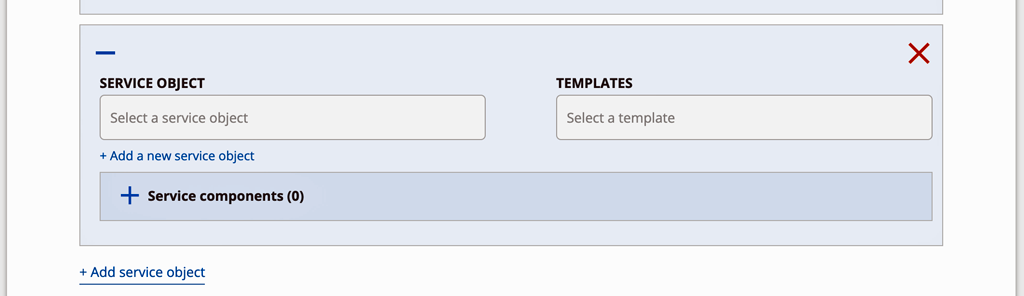 Select a template for a service object